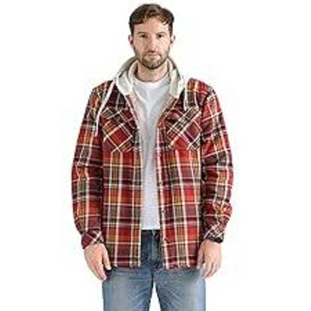 Legendary Whitetails Mens Deer Camp Berber Plaid Sherpa Flannel Shirt Jacket L